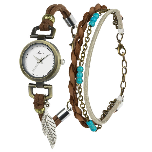 Hippie Chic Gift Set Watch & Bracelet B-TI-HCPIP Women Brown